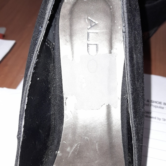 WOMENS ALDO BRAND HIGH HEEL OPEN TOE  POM POM SEQUIN SHOES - Picture 6 of 10